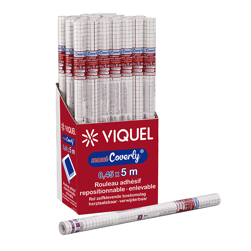 Rouleau couvre-livres adhésif repositionnable – 0.45 x 5 m – Viquel