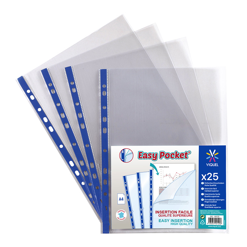 Pochettes plastiques perforées A4 0,045 mm, 40 pochettes