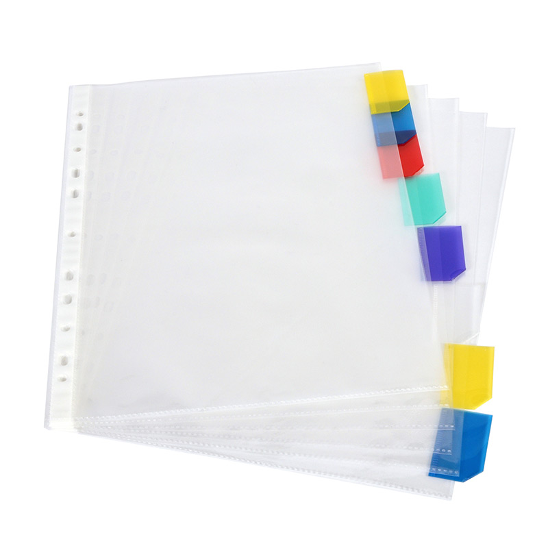 OfficeTree 100x Pochette Plastique A4 et 1x Intercalaires Classeur A4 avec  Impression du Numéro 1-12 Multicolore - Pochettes Plastiques Perforées A4 
