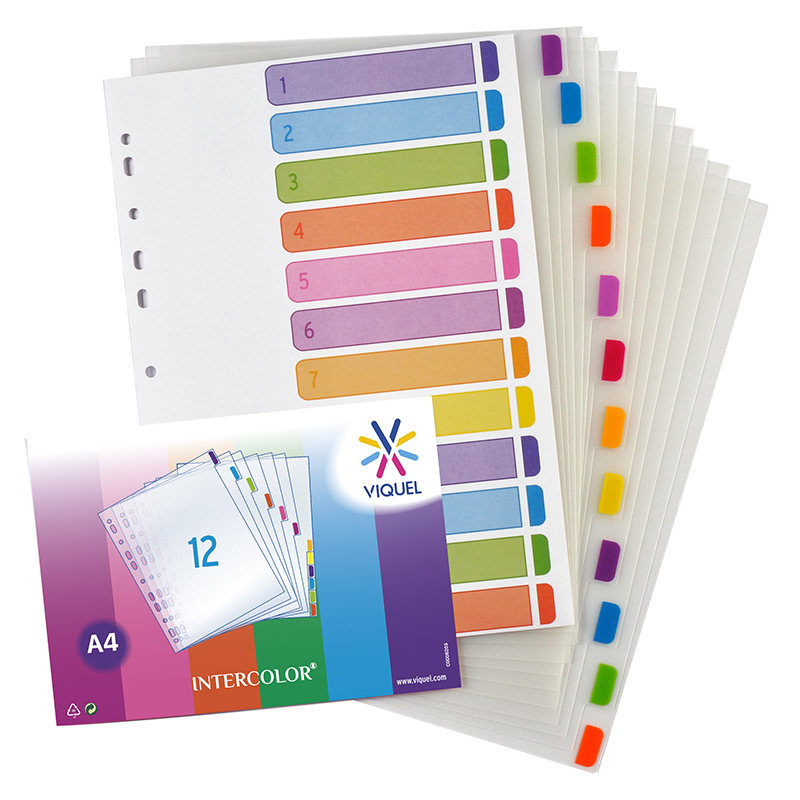 OXFORD intercalaires, format A4 maxi (pour pochettes), en PP, 11 trous,  onglets colorés, jeu A-Z