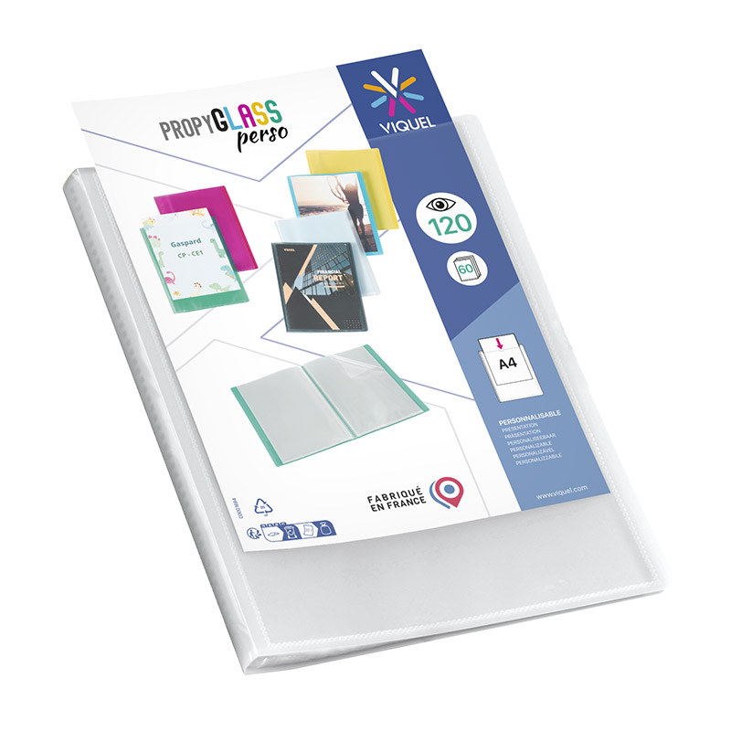 Viquel - Protège documents personnalisable - Reliure Format A4 - Porte vues  80 Vues (40 pochettes) - Fabriqué en France - Pochettes qualité supérieure